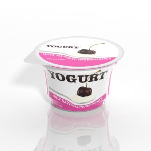 3D yogurt plastic container isolated on white